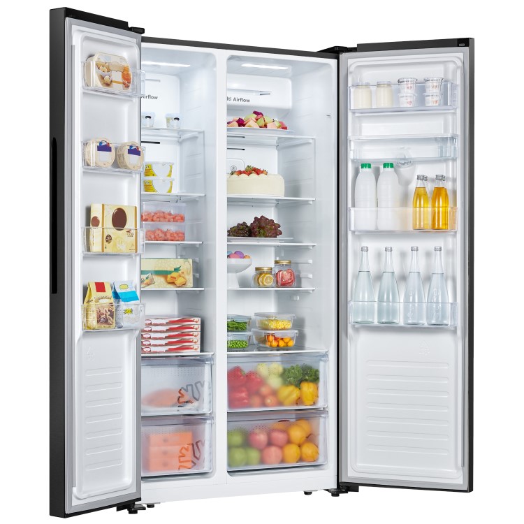 Fridgemaster 519 Litre Side-By-Side American Fridge Freezer With Multiflow  - Black