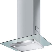 Refurbished Smeg KFV62DE 60cm Stainless Steel and Clear Glass Chimney Hood