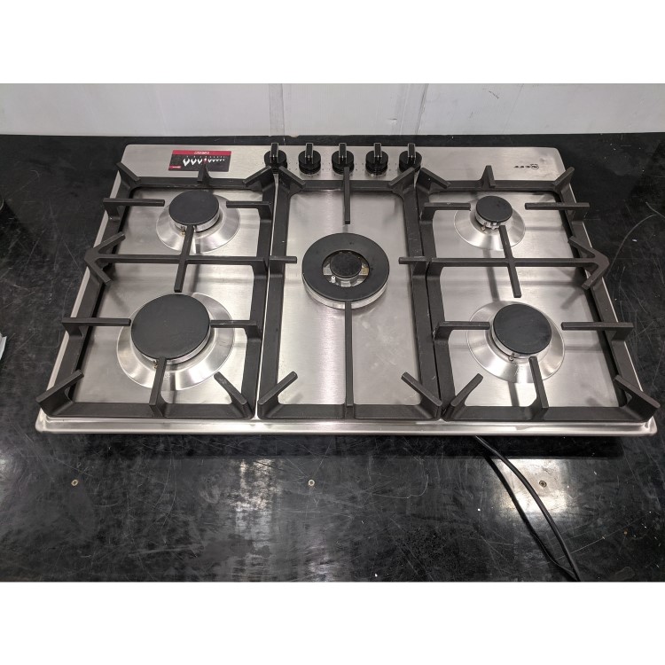 Refurbished Neff N70 T27DS59N0 75cm 5 Burner Gas Hob Stainless Steel With Cast Iron Pan Stands
