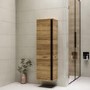 GRADE A1 - Wood Effect Wall Mounted Tall Bathroom Cabinet 420mm - Roxbi