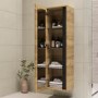 GRADE A1 - Wood Effect Wall Mounted Tall Bathroom Cabinet 420mm - Roxbi