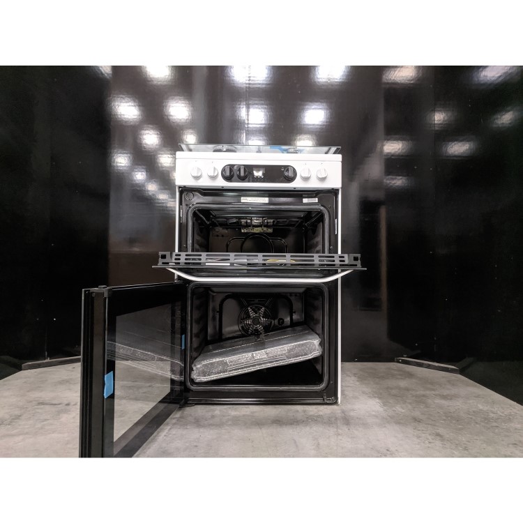 Refurbished Hotpoint HDM67G9C2CW 60cm Double Oven Dual Fuel Cooker with Assisted Cleaning White