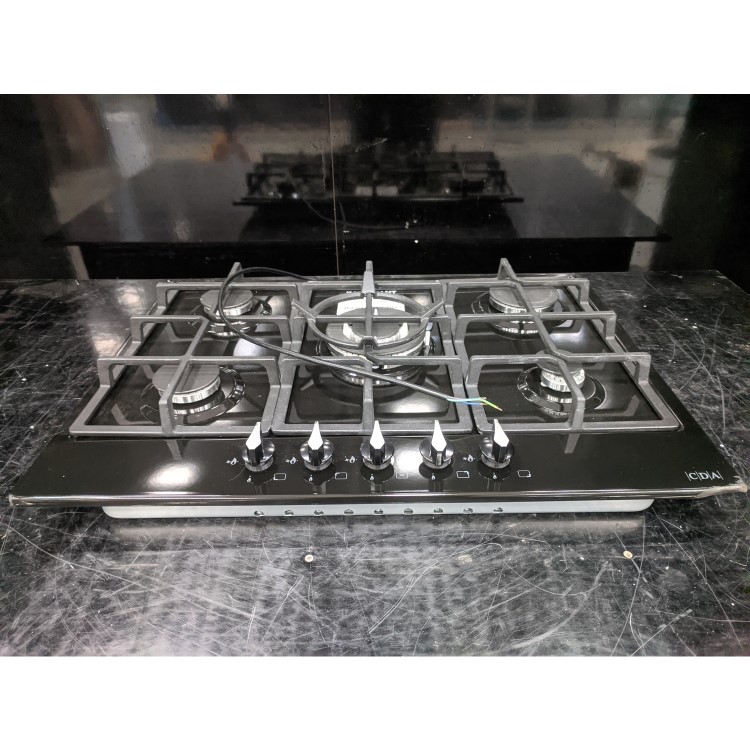 Refurbished CDA HG7251BL 70cm 5 Burner Gas Hob with Wok Burner Black