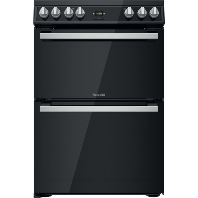 Refurbished Hotpoint HDT67V9H2CB 60cm Double Oven Electric Cooker with Catalytic Cleaning Black