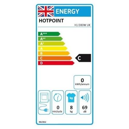 Refurbished Hotpoint H1D80WUK Freestanding Vented 8KG Tumble Dryer White