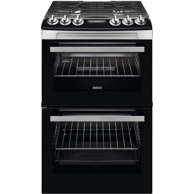Refurbished Zanussi ZCG43250XA 55cm Double Oven Gas Cooker with Catalytic Liners Stainless Steel
