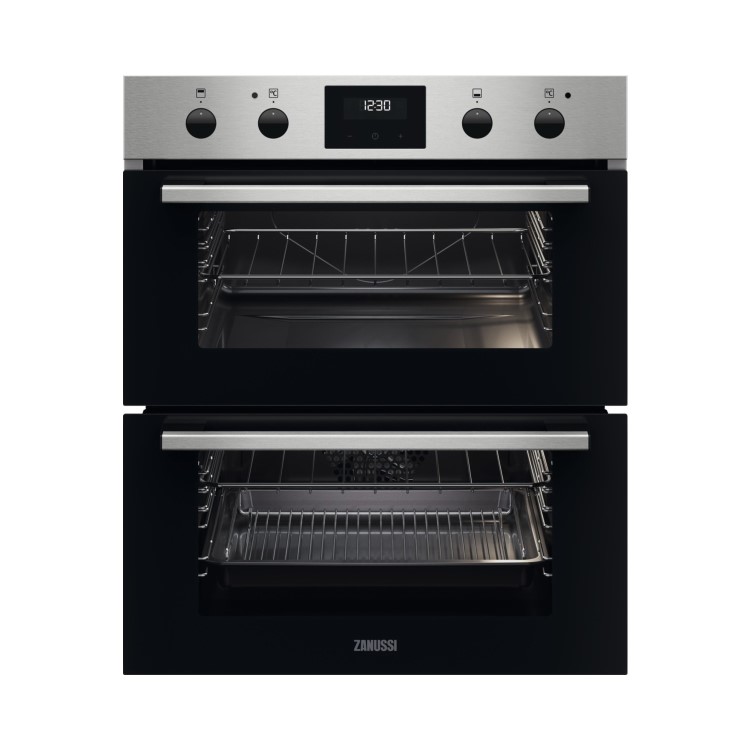 Refurbished Zanussi Series 20 ZPHNL3X1 60cm Double Built Under Electric Oven Stainless Steel