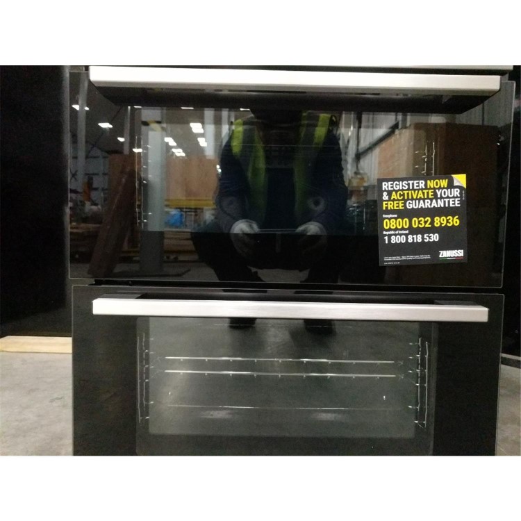 Refurbished Zanussi Series 20 ZPHNL3X1 60cm Double Built Under Electric Oven Stainless Steel