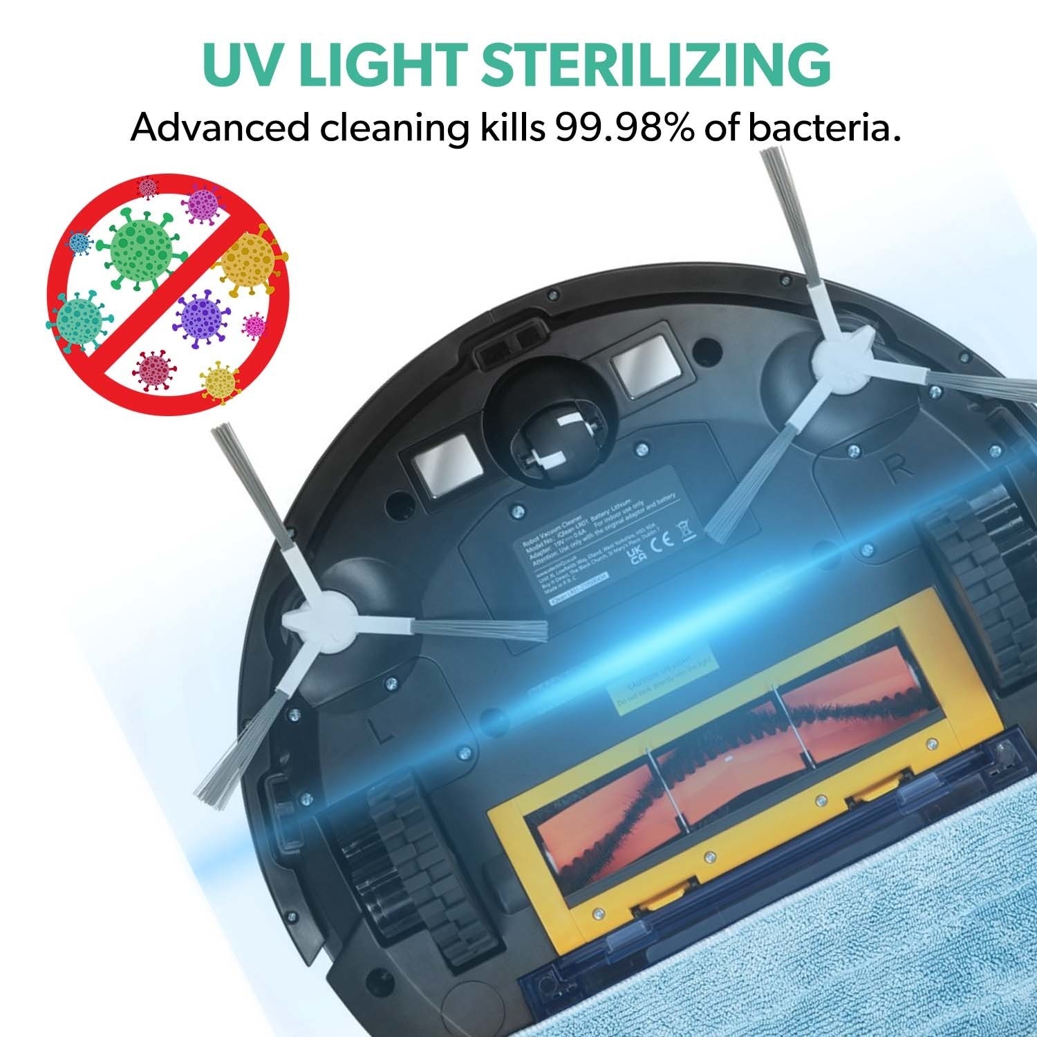 electriQ TONY Robotic Vacuum Cleaner and Mop 4000Pa Suction White BuyItDirect.ie