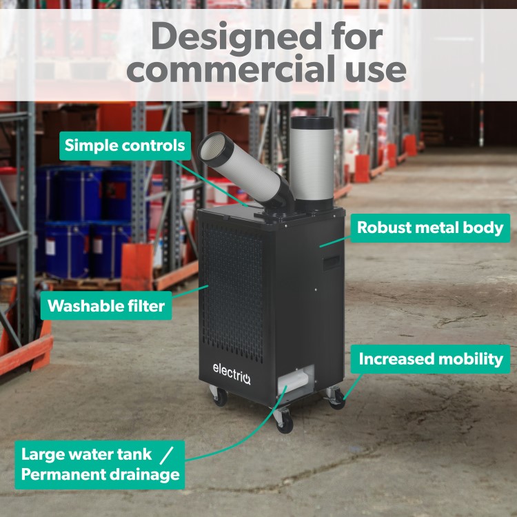 electriQ Heavy Duty 9200 BTU Portable Commercial Air Conditioner - Metal Body