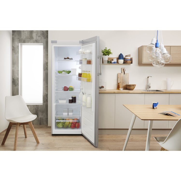 Refurbished Indesit SI61S1 Freestanding 323 Litre Tall Larder Fridge Silver 