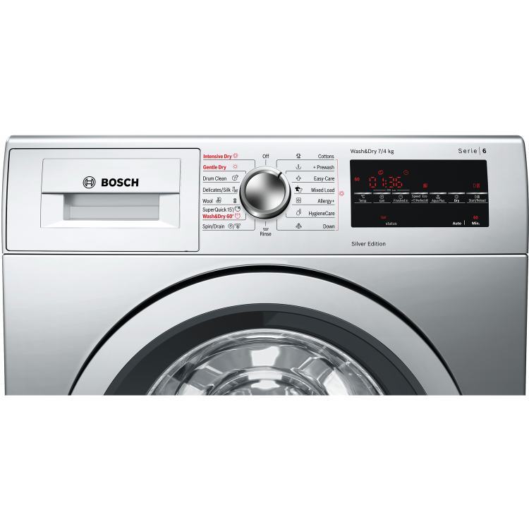 Refurbished Bosch Serie 6 WVG3047SGB Freestanding 7/4KG 1500 Spin Washer Dryer Silver