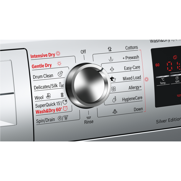 Refurbished Bosch Serie 6 WVG3047SGB Freestanding 7/4KG 1500 Spin Washer Dryer Silver