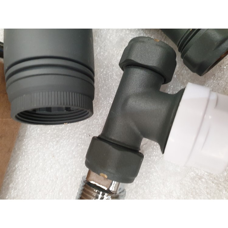 GRADE A2 - Anthracite Thermostatic Straight Radiator Valves