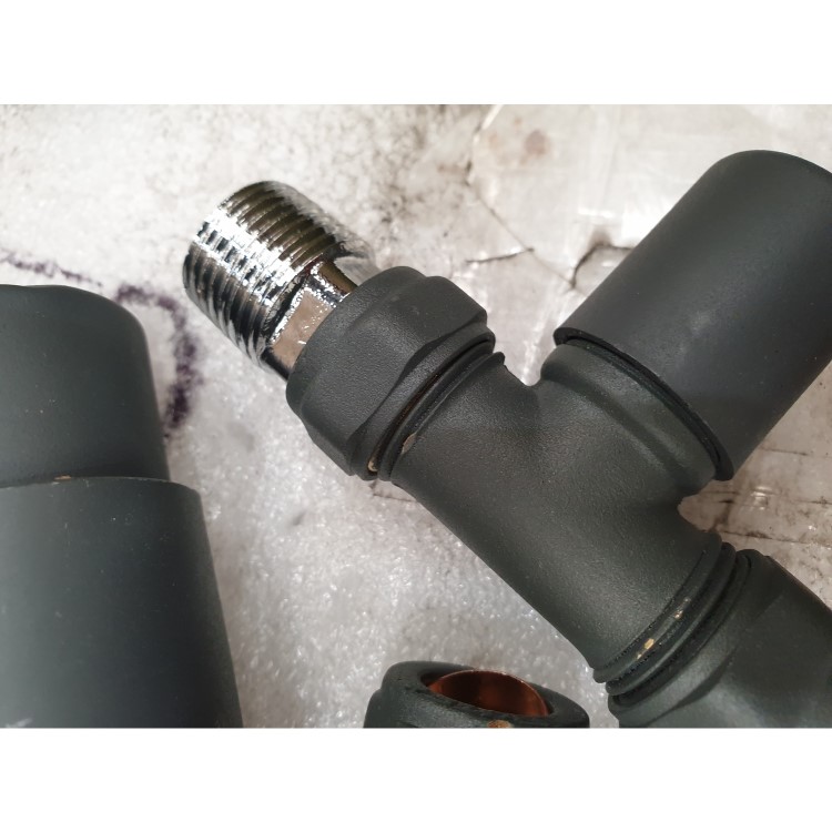 GRADE A2 - Anthracite Thermostatic Straight Radiator Valves