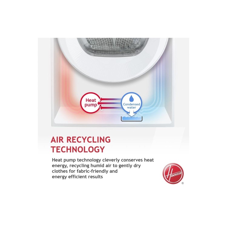 Refurbished Hoover H-Dry 300 HLEH9A2TCE-80 Freestanding Heat Pump 9KG Tumble Dryer White