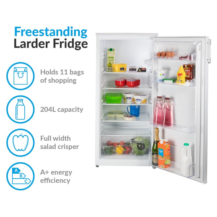 electriQ 204 Litre Freestanding Larder Fridge - White