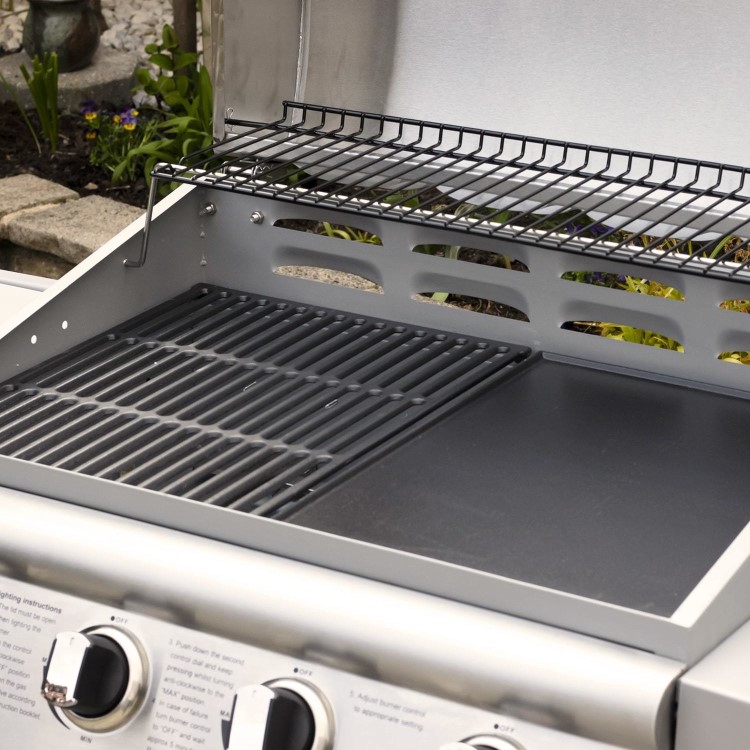 Refurbished Boss Grill Georgia Classic - 4 Burner Gas BBQ Grill with Side Burner - Silver