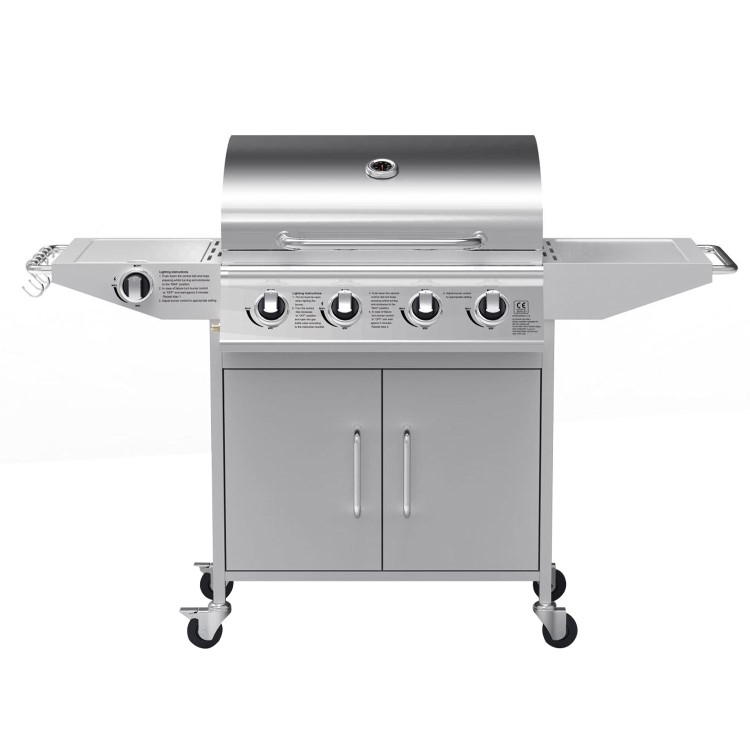 Refurbished Boss Grill Georgia Classic - 4 Burner Gas BBQ Grill with Side Burner - Silver