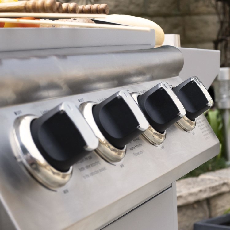 Refurbished Boss Grill Georgia Classic - 4 Burner Gas BBQ Grill with Side Burner - Silver