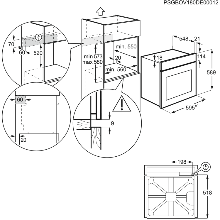 Zanussi Series 20 Single Oven with Left Hand Opening Door - Stainless Steel