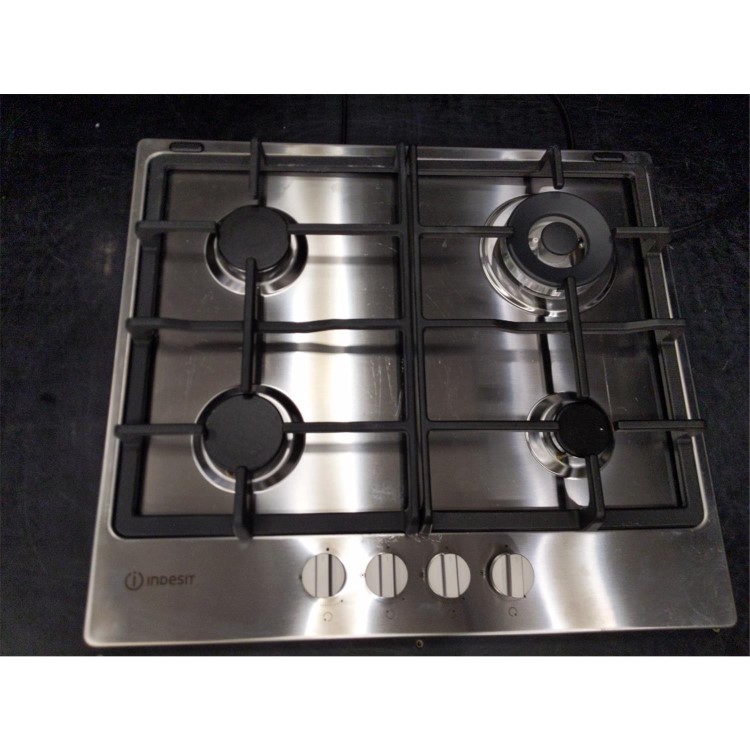 Refurbished Indesit Aria THP641WIXI 58cm 4 Burner Gas Hob with Wok Burner Stainless Steel