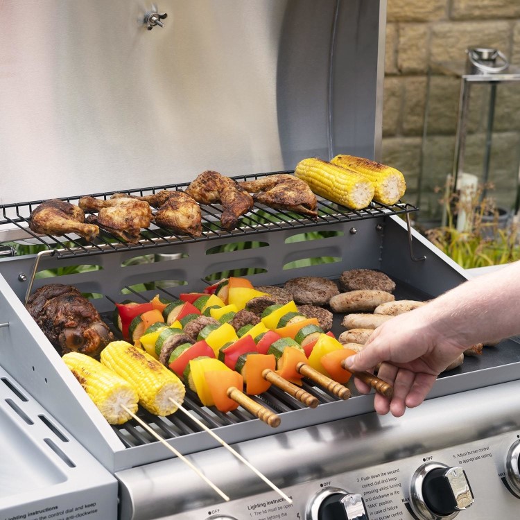 Refurbished Boss Grill Georgia Classic - 4 Burner Gas BBQ Grill with Side Burner - Silver