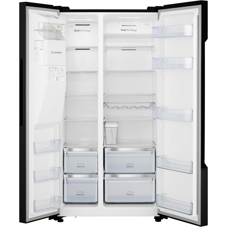 Refurbished Hisense RS694N4TBF Freestanding 535 Litre Frost Free American Fridge Freezer Black 