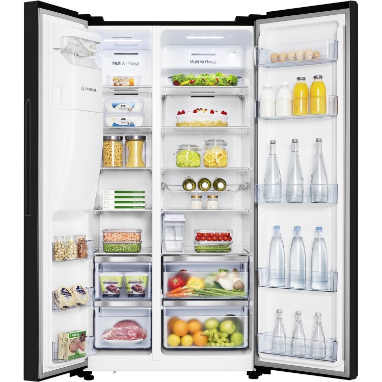 Refurbished Hisense RS694N4TBF Freestanding 535 Litre Frost Free American Fridge Freezer Black 