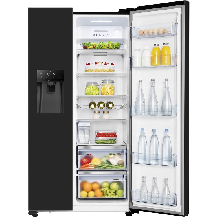 Refurbished Hisense RS694N4TBF Freestanding 535 Litre Frost Free American Fridge Freezer Black 