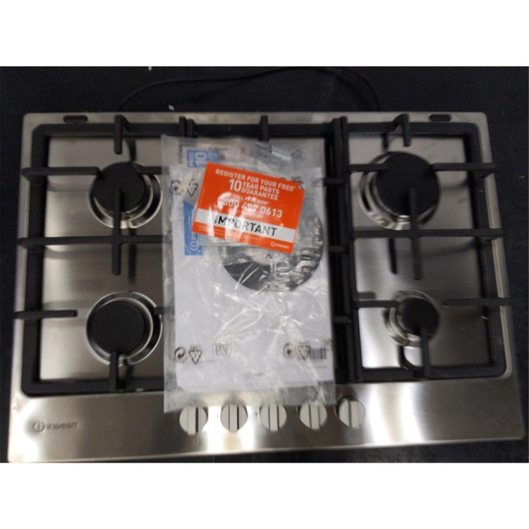 Refurbished Indesit Aria THP751PIXI 75cm 5 Burner Gas Hob Stainless Steel