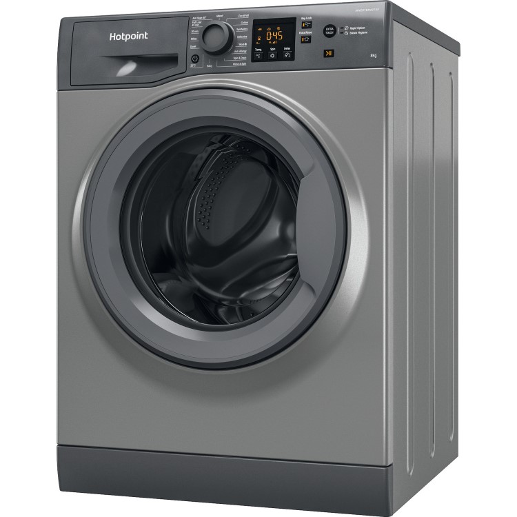 Refurbished Hotpoint NSWM845CGGUKN Freestanding 8KG 1400 Spin Washing Machine Graphite