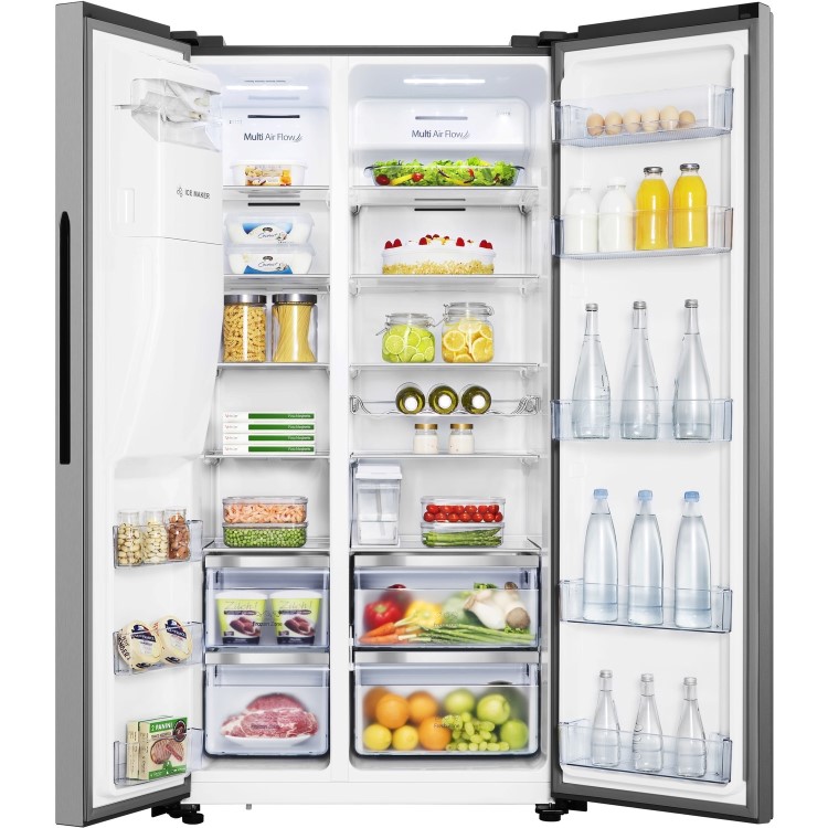 Hisense 562 Litre Side-By-Side American Fridge Freezer - Stainless Steel