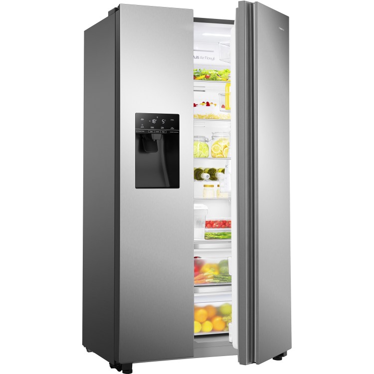 Hisense 562 Litre Side-By-Side American Fridge Freezer - Stainless Steel