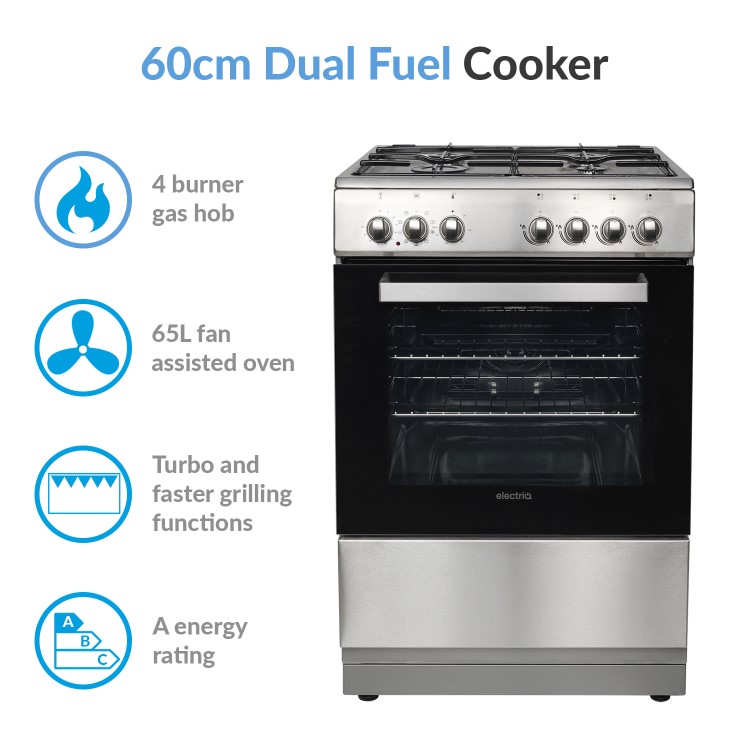 Refurbished electriQ Single oven Dual Fuel Stainless Steel