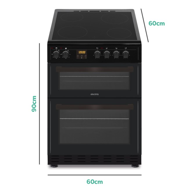 electriQ 60cm Double Cavity Electric Cooker - Black
