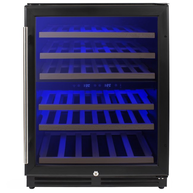 Refurbished electriQ EQWINE60BLFDZ Freestanding 51 Bottle Dual Zone Wine Cooler Black
