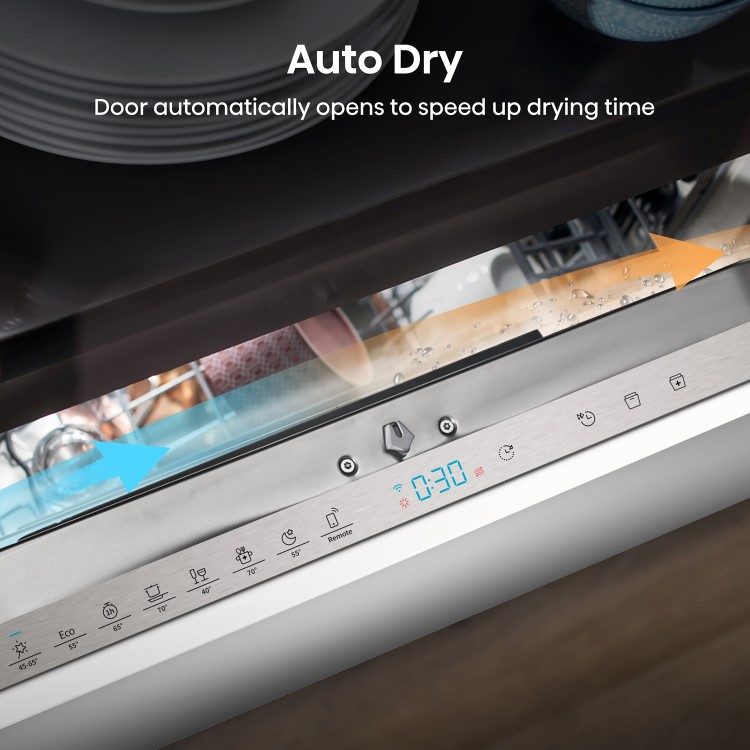Refurbished Hisense Hi6 Integrated Dishwasher - Smart Wi-Fi C-Rated Silver control panel