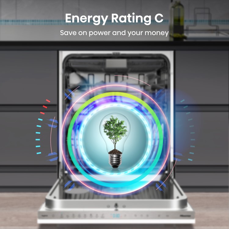 Refurbished Hisense Hi6 Integrated Dishwasher - Smart Wi-Fi C-Rated Silver control panel