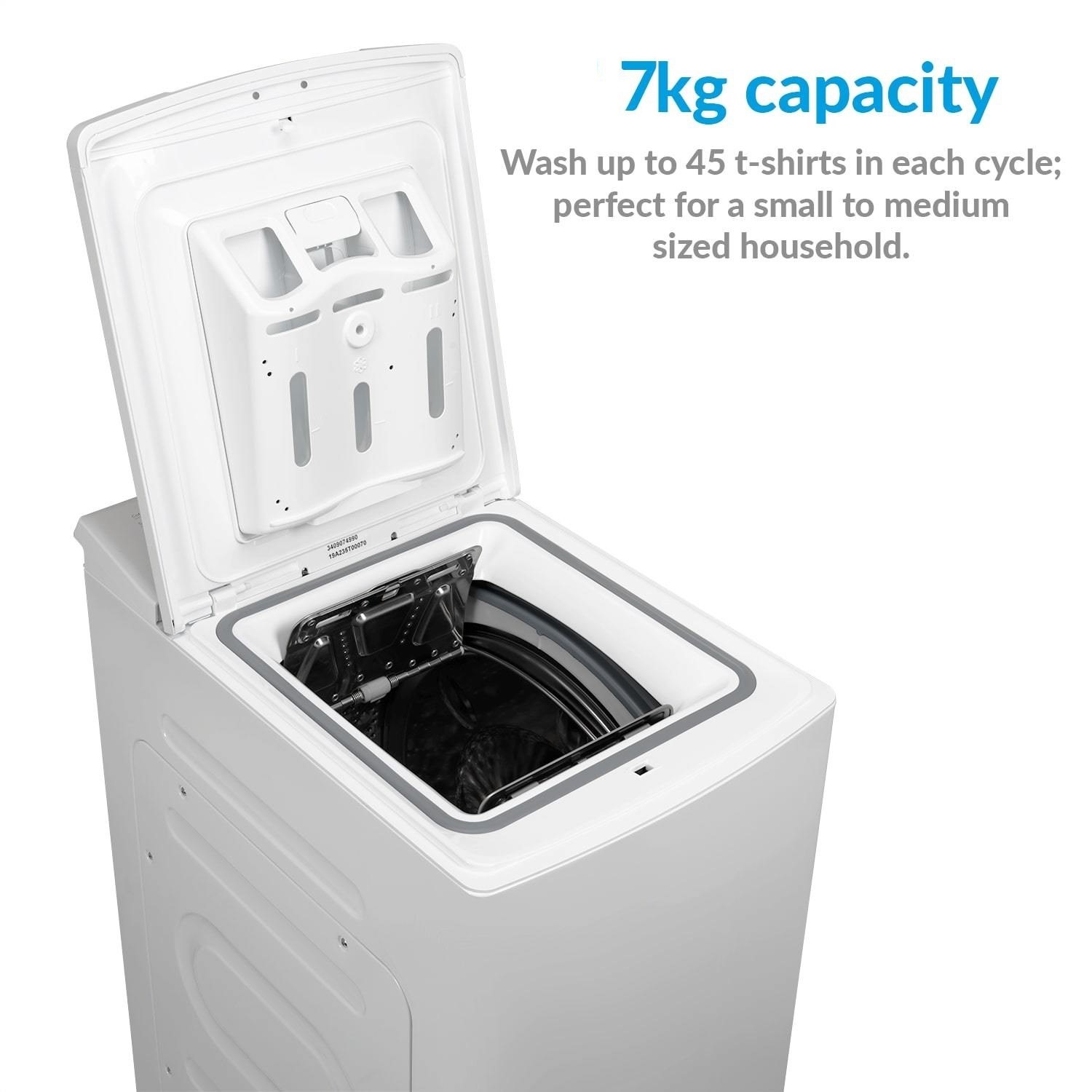electriQ 7kg 1200rpm Freestanding Top Loading Washing Machine White