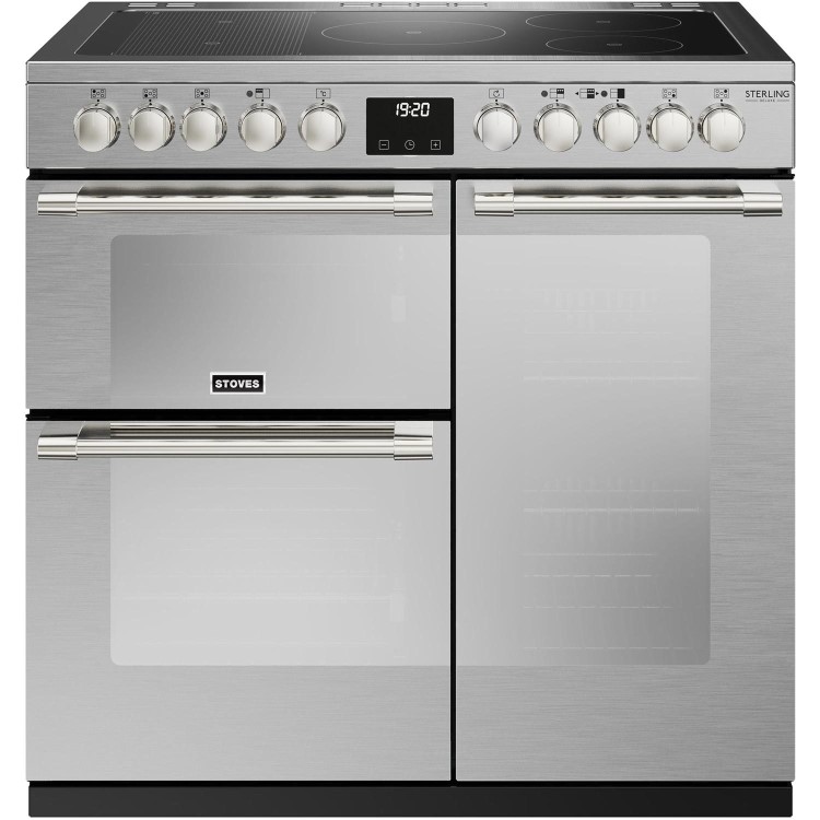Refurbished Stoves Sterling Deluxe D900Ei 90cm Electric Range Cooker Stainless Steel