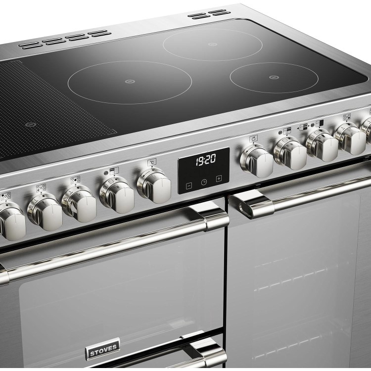 Refurbished Stoves Sterling Deluxe D900Ei 90cm Electric Range Cooker Stainless Steel