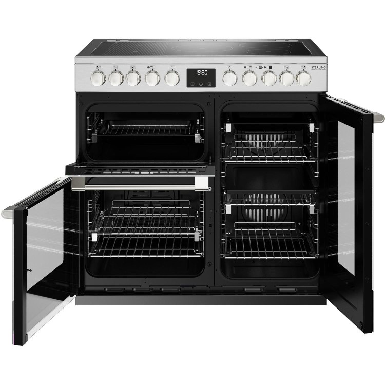 Refurbished Stoves Sterling Deluxe D900Ei 90cm Electric Range Cooker Stainless Steel