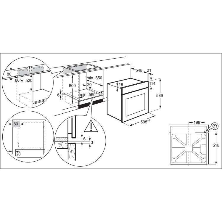 Refurbished Zanussi Series 20 ZOHNX3X1 60cm Single Built In Electric Oven Stainless Steel