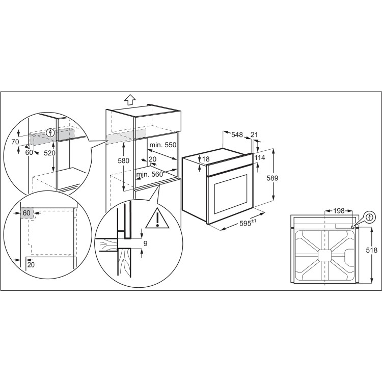 Refurbished Zanussi Series 20 ZOHNX3X1 60cm Single Built In Electric Oven Stainless Steel