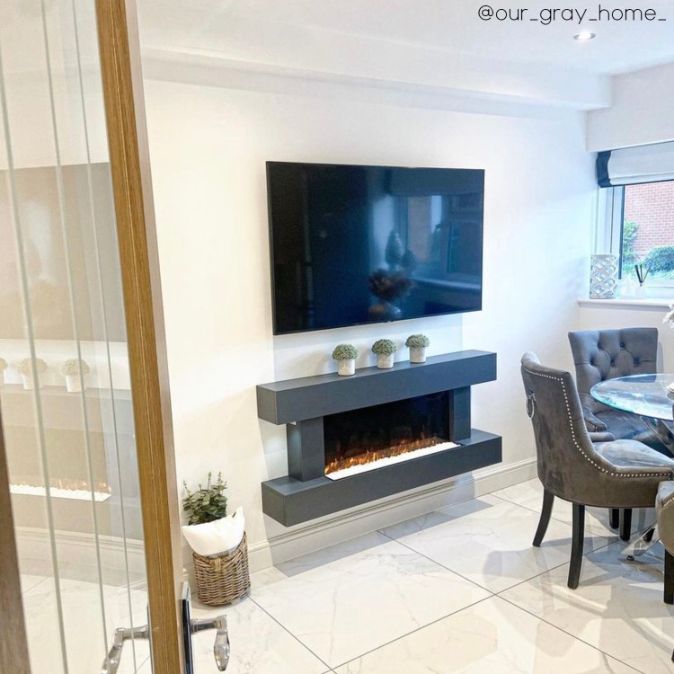 Grey Wall Mounted Electric Fireplace with LED Lights 52 inch - Amberglo
