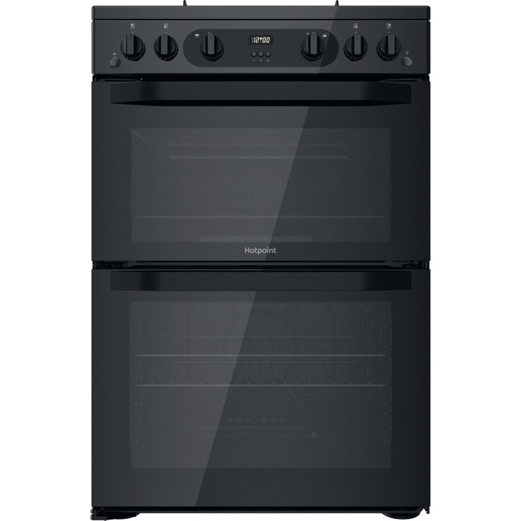 Refurbished Hotpoint Amelia HDM67G0CMB 60cm Double Oven Gas Cooker Black