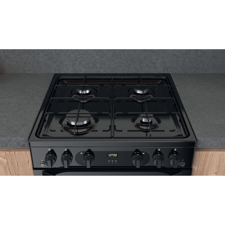 Refurbished Hotpoint Amelia HDM67G0CMB 60cm Double Oven Gas Cooker Black
