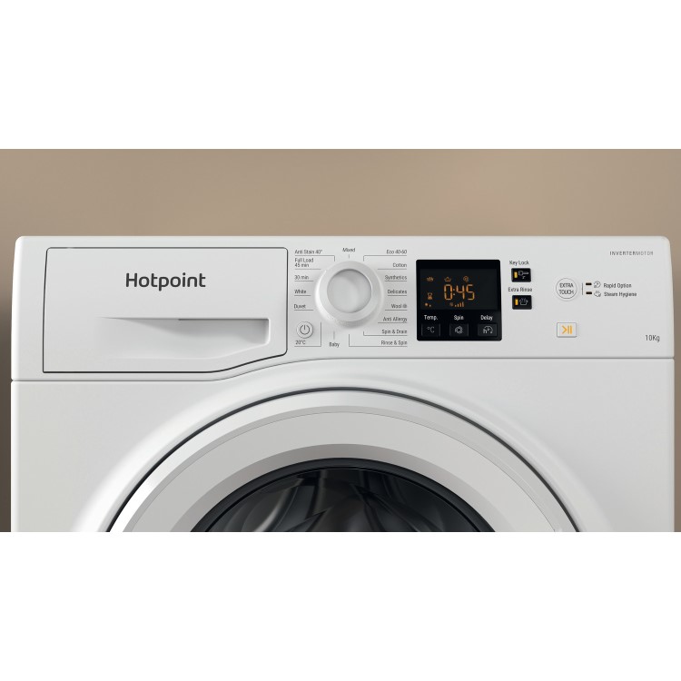 Refurbished Hotpoint NSWM1045CWUKN Freestanding 10KG 1400 Spin Washing Machine White
