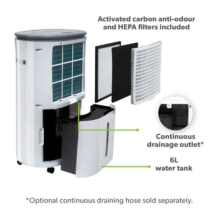 Refurbished electriQ 20L Low-Energy Smart Laundry Dehumidifier and HEPA UV Air Purifier